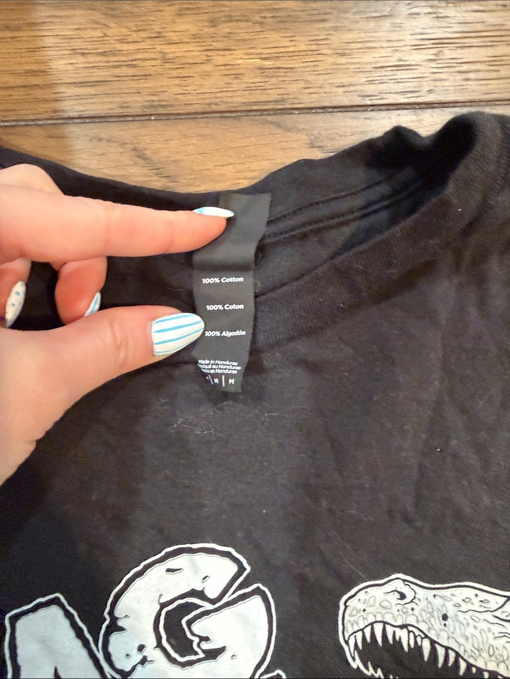 District Black T-Shirt with White Dinosaur Graphic - Picture 4 of 6